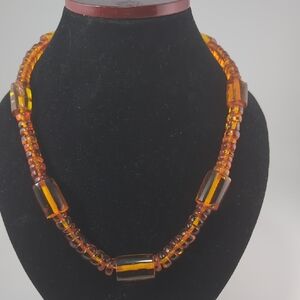 Vintage Amber Beaded Necklace 18"
